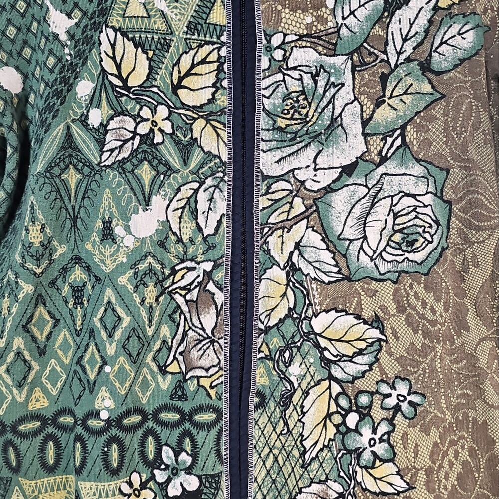 Vanilla Sugar Y2K Mixed Media Lace Floral Ikat Zip Up Jacket Large Fairy Grunge - Picture 6 of 16